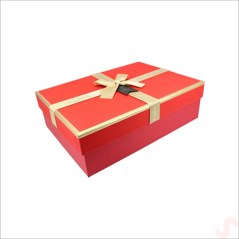 Fiyonklu Kutu Küçük Boy, 24 x 17 x 6,5 cm - Kırmızı