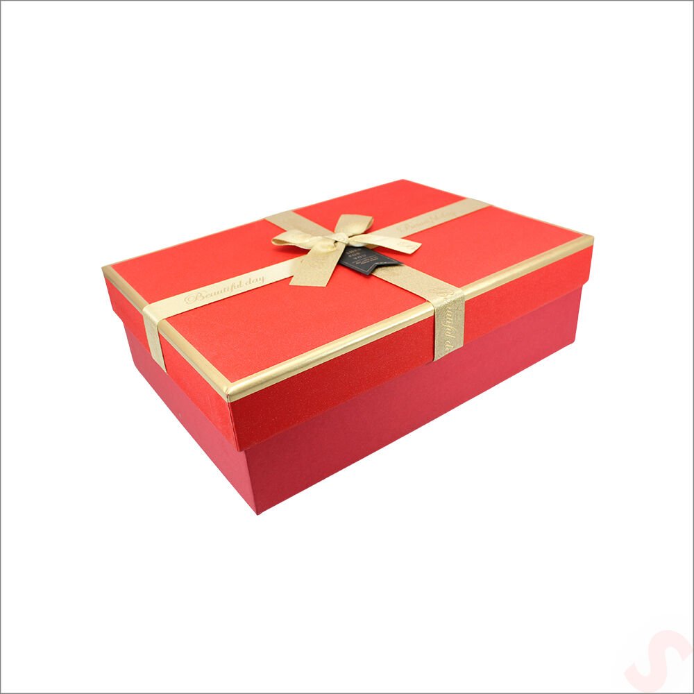 Fiyonklu Kutu Küçük Boy, 24 x 17 x 6,5 cm - Kırmızı