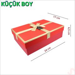 Fiyonklu Kutu Küçük Boy, 24 x 17 x 6,5 cm - Kırmızı