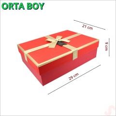 Fiyonklu Kutu Orta Boy, 29 x 21 x 9 cm - Kırmızı