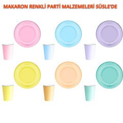 Makaron Karton Bardak, 8 Adet - Mavi