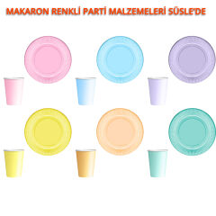 Makaron Karton Bardak, 8 Adet - Mavi
