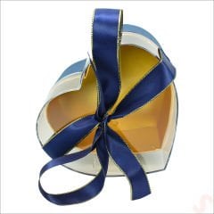Pleksi Kapaklı Kalp Kutu, 15 x 15 x 12 cm - K. Mavi