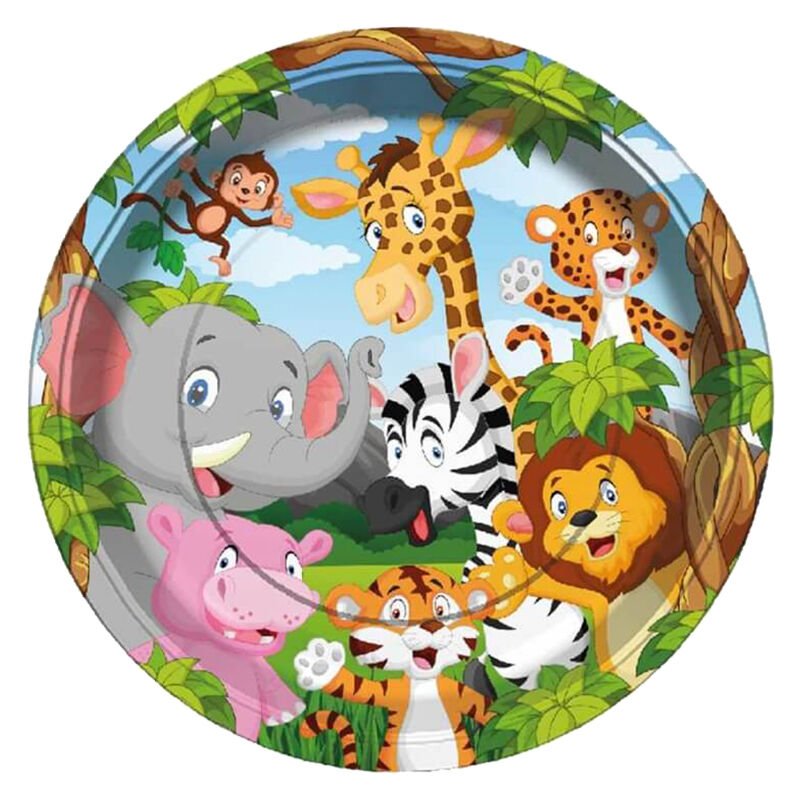 Safari Sevimli Hayvanlar, Karton Tabak - 23cm x 8 Adet