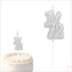 1/2 Yarım Yaş Doğum Günü Mumu, 14,5 cm - Gümüş