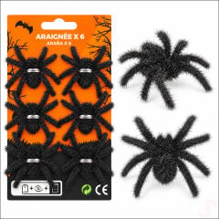 Halloween Tüylü Örümcek SüS, 7 cm - 6 Adet