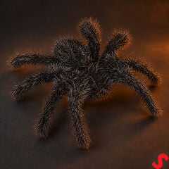 Halloween Tüylü Örümcek SüS, 7 cm - 6 Adet