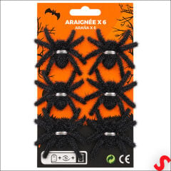 Halloween Tüylü Örümcek SüS, 7 cm - 6 Adet