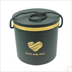 Silindir Kutu Büyük Boy, 18 cm x 17 cm - Siyah