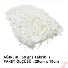 Zikzak Kırpıntı Kağıt Paketleme Dolgu Malzemesi, 50 gr - Beyaz
