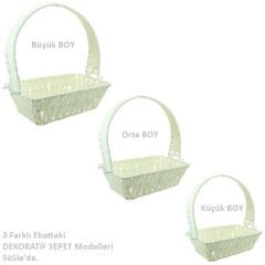 Saplı Dikdörtgen Sepet, 24 cm, Küçük Boy