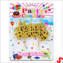 Happy Birthday Doğum Günü Pasta Mumu, 11 cm - Altın