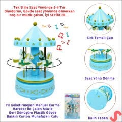 Atlı Karınca Müzik Kutusu, 17cm x 10cm - Mavi