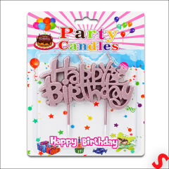 Happy Birthday Doğum Günü Pasta Mumu, 11 cm - Pembe