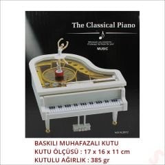 Dans Eden Balerinli Piyano Müzik Kutusu, 16cm x 15cm x 10cm