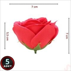 Yapay Çiçek, 6 / 7 cm Sabun Gül Kafası - 5 Adet