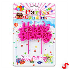 Happy Birthday Doğum Günü Pasta Mumu, 11 cm - Fuşya