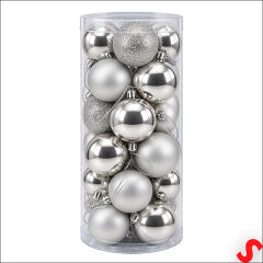 Yılbaşı Ağaç Süsü Top, Parlak Mat Simli Gümüş, 5cm x 24 Adet
