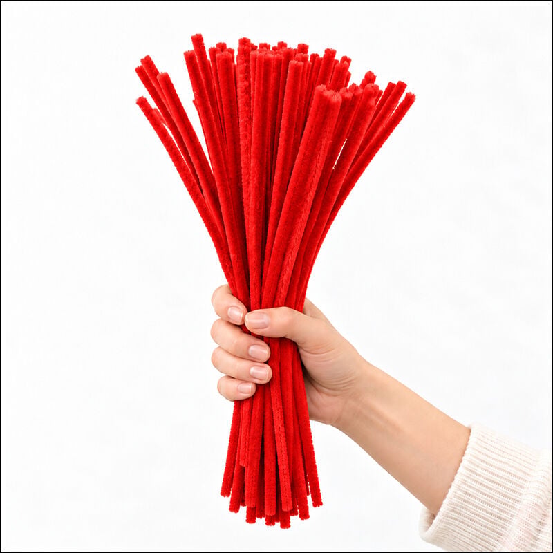 Şönil Çubuk 8 mm Kalınlık 30 cm Uzunluk, 100 adet - Kırmızı