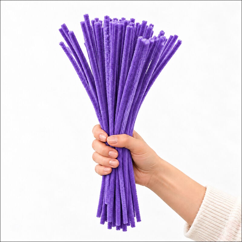 Şönil Çubuk 8 mm Kalınlık 30 cm Uzunluk, 100 adet - Mor