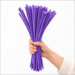 Şönil Çubuk 8 mm Kalınlık 30 cm Uzunluk, 100 adet - Mor