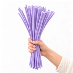 Şönil Çubuk 8 mm Kalınlık 30 cm Uzunluk, 100 adet - Lila