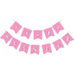 İyiki Doğdun Uzar Yazı, Gümüş Baskılı - Pembe