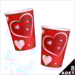 Seni Seviyorum Karton Bardak - 8 Adet