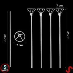60cm Balon Çubuğu ve Takma Aparatı Seti, Balon Hariç - 5 Set