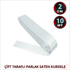 Saten Kurdele, 2cm x 10mt - Beyaz