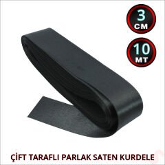 Saten Kurdele, 3cm x 10mt - Siyah