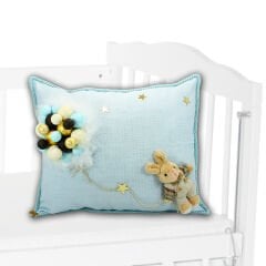 Takı Yastığı, Bubble ve Tavşan Süslemeli - Mavi
