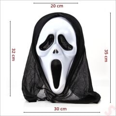 Cadılar Bayramı Hayalet Çığlık Yüz Maskesi - 32cm x 20cm