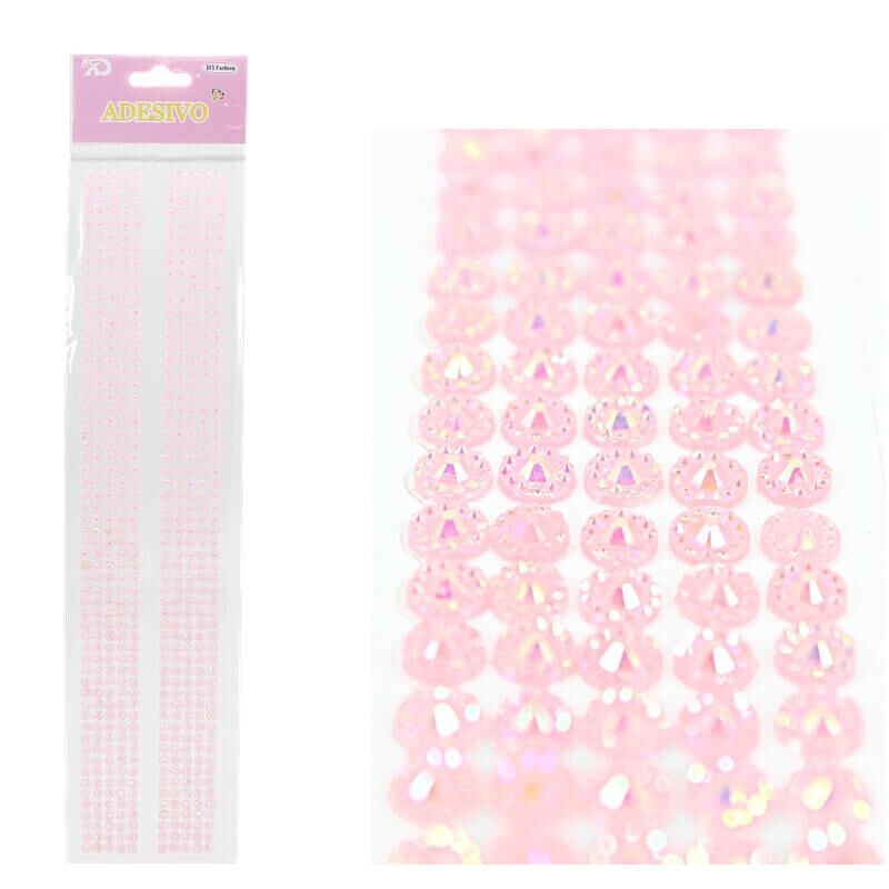 Yapışkanlı Kristal Süsleme Taşları 0,50 cm Çap, 600 Adet Taş, Pembe
