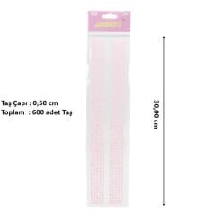 Yapışkanlı Kristal Süsleme Taşları 0,50 cm Çap, 600 Adet Taş, Pembe