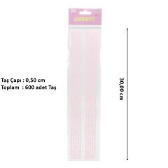 Yapışkanlı Kristal Süsleme Taşları 0,50 cm Çap, 600 Adet Taş, Pembe