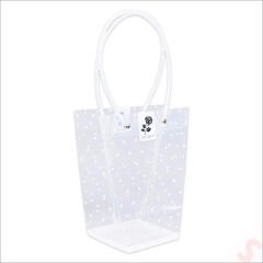 Beyaz Saplı Şeffaf PVC Çanta, 35x26,5x13cm - 1 Adet