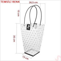 Beyaz Saplı Şeffaf PVC Çanta, 35x26,5x13cm - 1 Adet