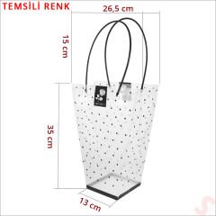 Beyaz Saplı Şeffaf PVC Çanta, 35x26,5x13cm - 1 Adet