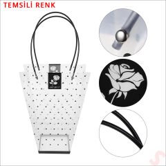 Beyaz Saplı Şeffaf PVC Çanta, 35x26,5x13cm - 1 Adet