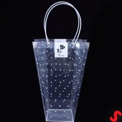 Beyaz Saplı Şeffaf PVC Çanta, 35x26,5x13cm - 1 Adet