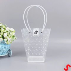 Beyaz Saplı Şeffaf PVC Çanta, 35x26,5x13cm - 1 Adet