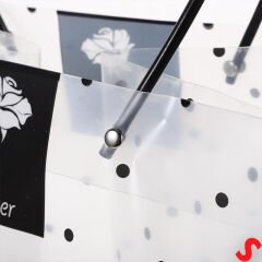 Beyaz Saplı Şeffaf PVC Çanta, 35x26,5x13cm - 1 Adet