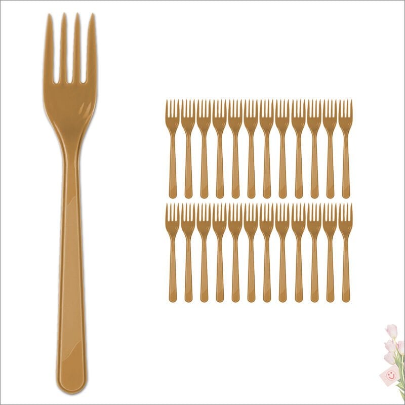 Plastik Çatal, Altın - 24 Adet