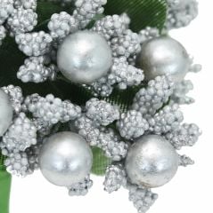 Yapay Çiçek, 12 Adetli Tomurcuk Cipso, 10 cm, Gümüş - 6 Demet