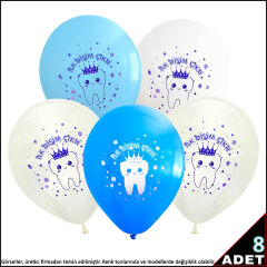 İlk Dişim Çıktı Balon, 30cm x 8 Adet - Mavi