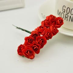 Yapay Çiçek, 12 Adetli Minik Kağıt Gül, 8 cm, Kırmızı - 12 Demet