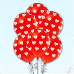 Beyaz Kalpli Kırmızı Pastel Balon, 30cm x 6 Adet