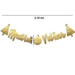 Mutlu Yıllar, Metalik Altın Banner - 2.10 mt