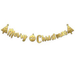 Mery Christmas, Metalik Altın Banner - 2.10 mt